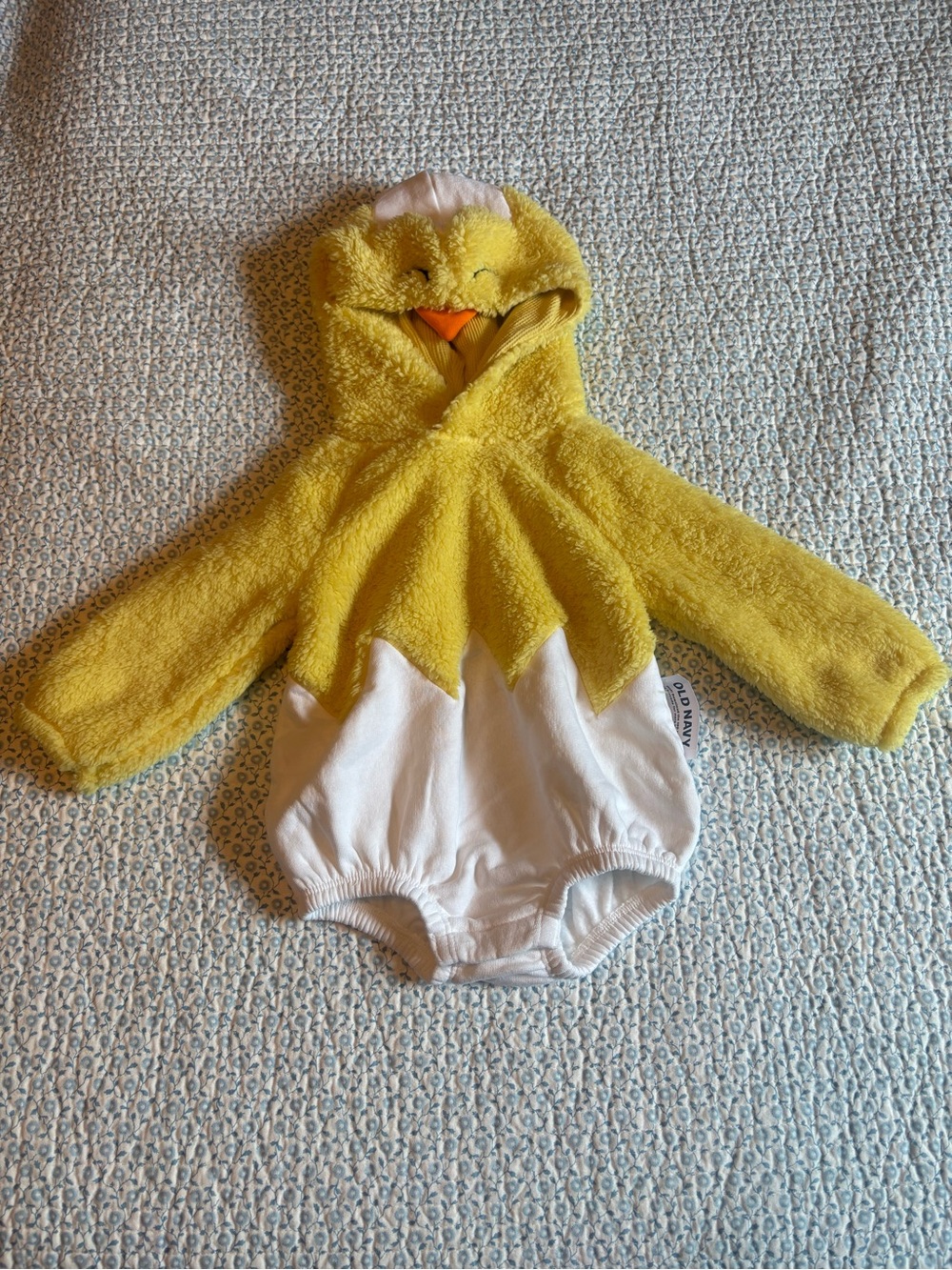 Old Navy Yellow and White Chick Hooded Baby Romper
